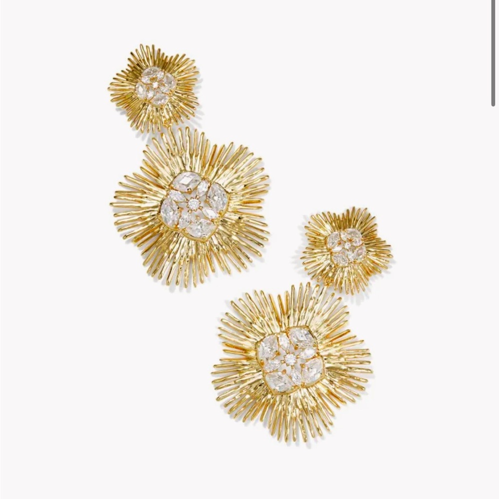 Kendra Scott Dira Gold Crystal Statement Earrings in White Mix